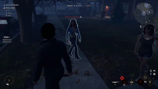 Halloween aimbot lock with green skeleton ESP, FOV circle, and head-bone priority